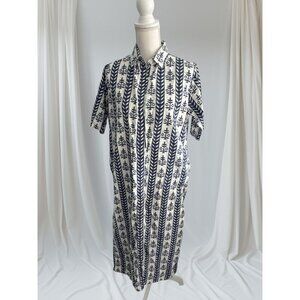 MADISON MATHEWS Blue White Cotton Patterned Maxi Dress Size Small
